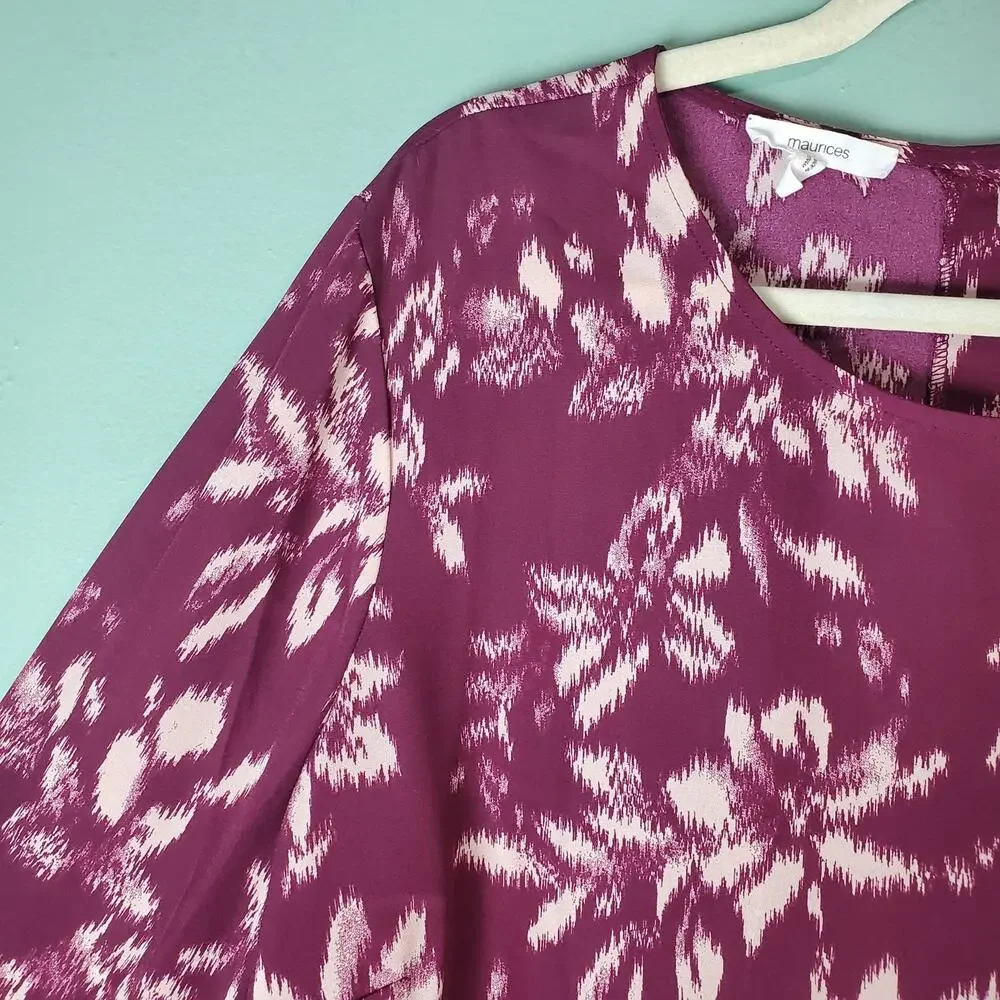 Maurices Womens Floral Button Back Long Sleeve Blouse Top Size 1X